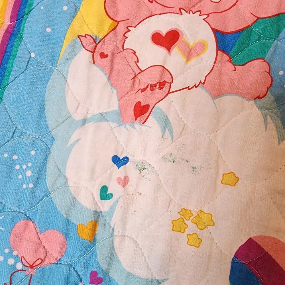 Vintage Care Bears Rainbow Trail Fabric Blanket